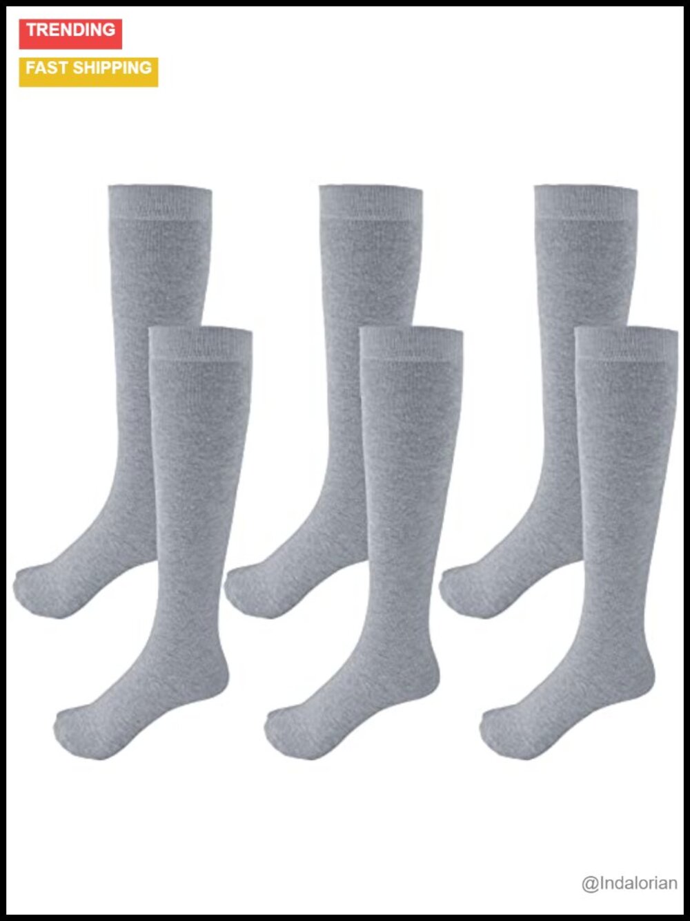 3 Pairs School Uniform Cotton Knee High Socks Athletic Sports Soccer Tube Sock